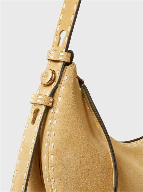 Borsa a mezzaluna piccola in suede con impuntura a vista TORY BURCH | 178680250